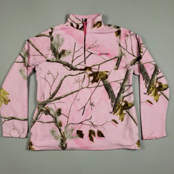 Realtree Other - Realtree Pink Camo Jacket Girls Large 12 - 14 Pink Fleece 1/4 Zip Pullover